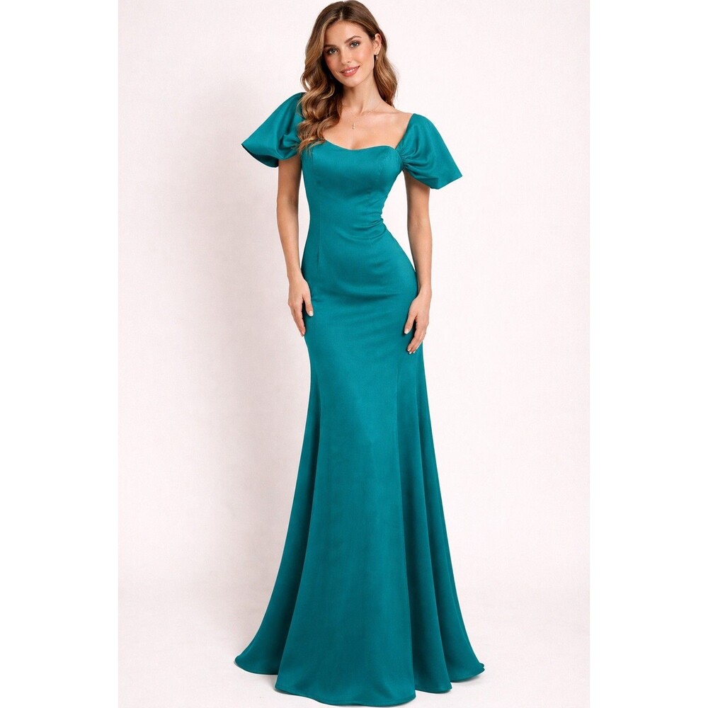 Mac Duggal Boned Corset Mermaid Off Or On The Shoulder Dress Sz 2 NWT Turquoise